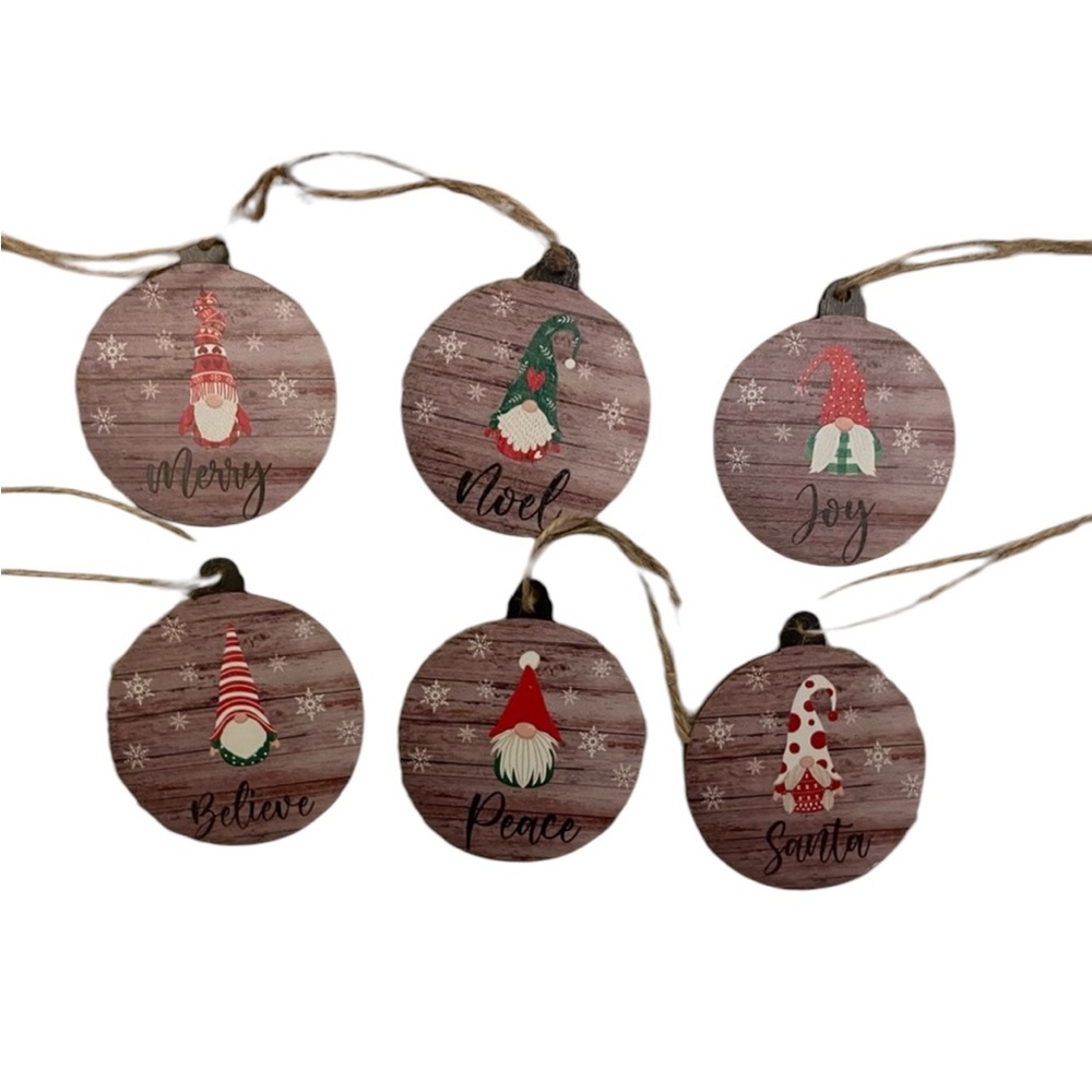 Gnome Christmas ornaments.  6 piece set - beige